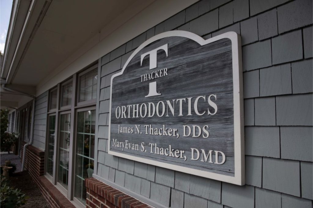 Thacker Orthodontics sign on office